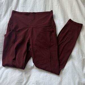 lululemon athletica align with pockets wine red